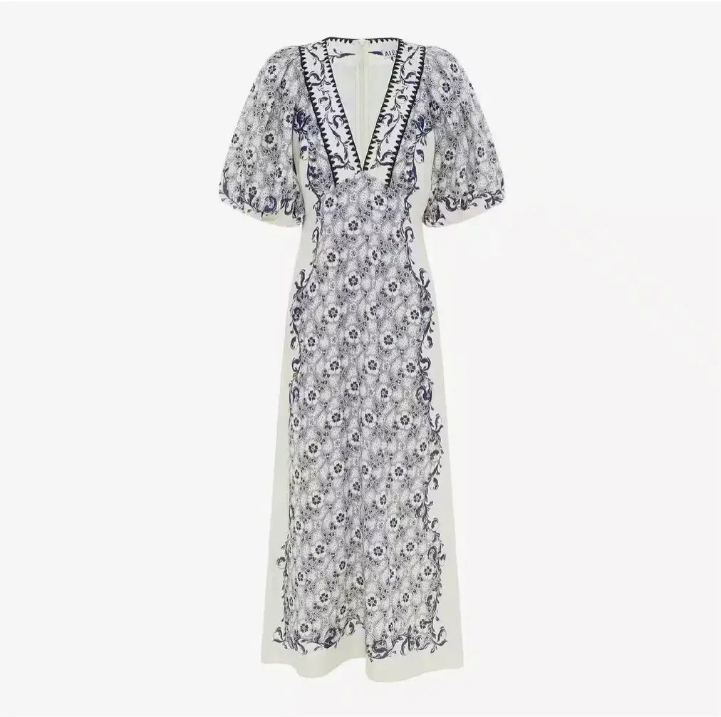 Alemais Airlie Midi Dress White/Blue Floral Size 10 photo 5
