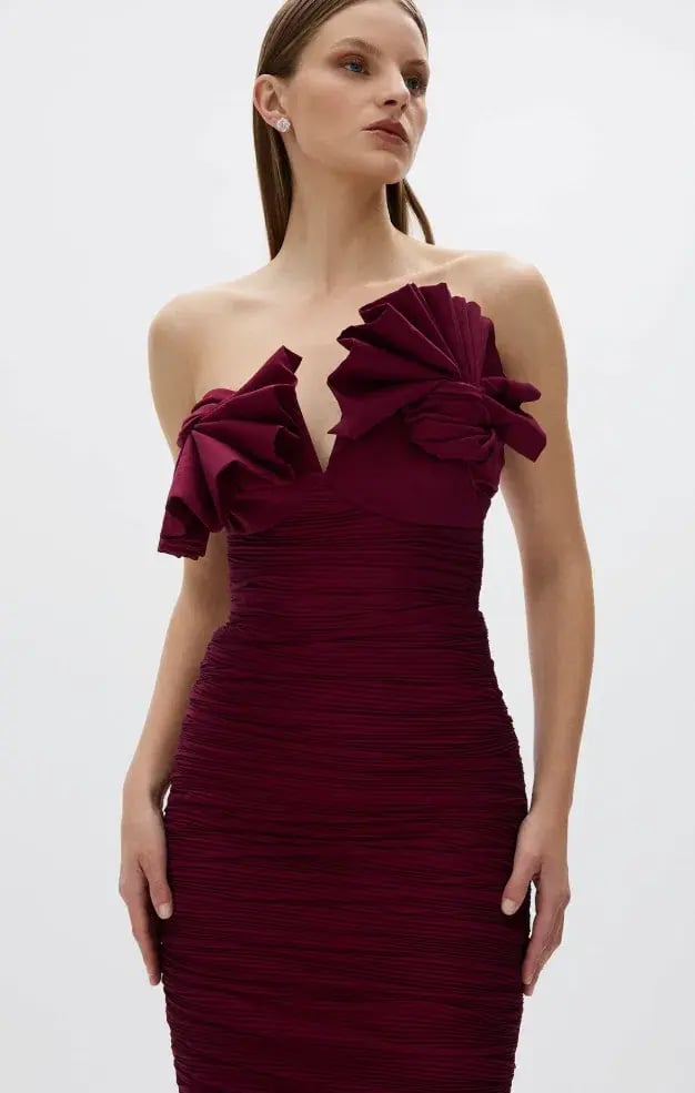 Rachel Gilbert Jensen Maxi Dress Merlot Size 8 photo 5