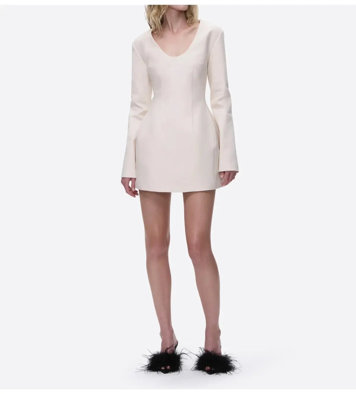 Deering World Poetic Form Mini Dress Cream Size 10 photo 2