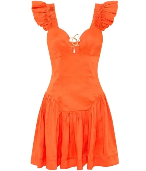 Aje Simone Frill Sleeve Mini Dress Orange Size 8 photo 6