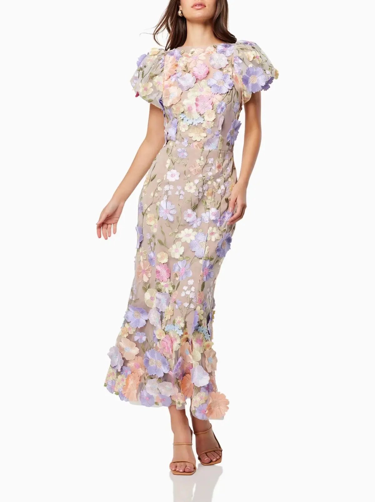 Elliatt Astraea 3D Lace Maxi Dress In Purple Size S/Au 8 photo 2