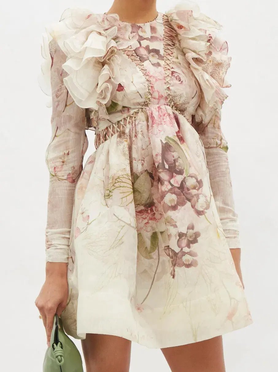 Zimmermann Dancer Laced Mini Dress Floral Size 4 / AU 16 photo 2