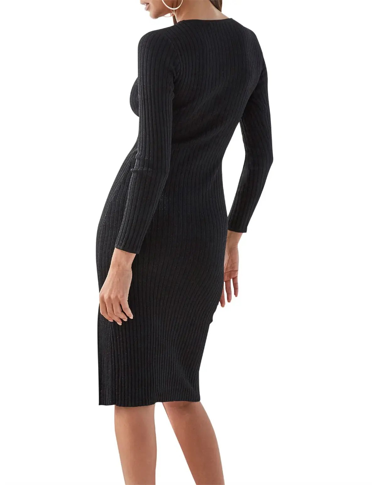 By Johnny Double Ribbed Shine Midi Dress Black Size 6 photo 2