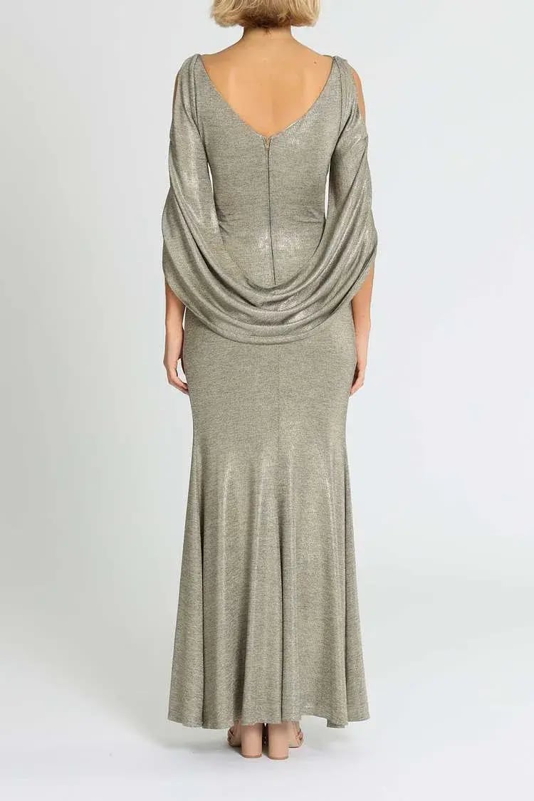 Montique Lana Metallic Gown Gold Size 14 photo 3