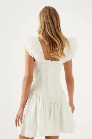 Aje Simone Frill Sleeve Mini Dress Ivory Size 6 / XS photo 3