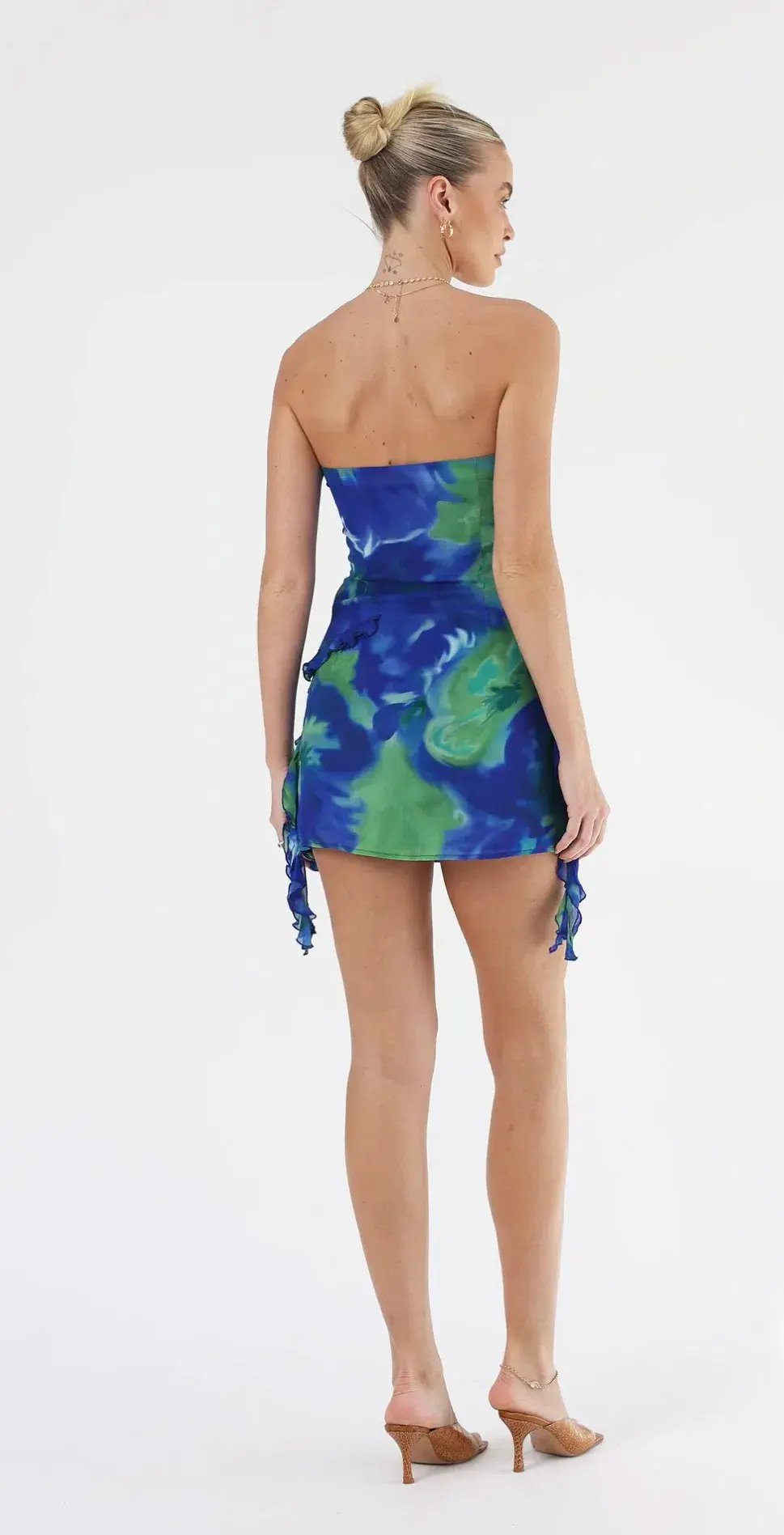 Isabelle Quinn Esme Ruffle Mini Dress Pacific Pansie Size 8 photo 4