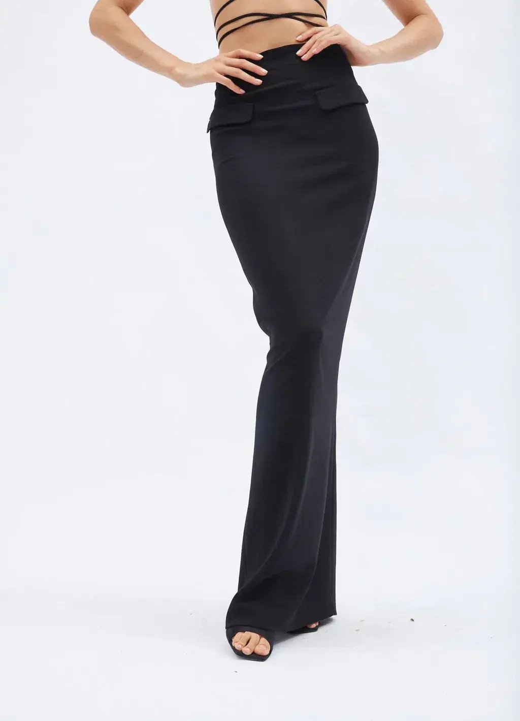 Monot Seashell Bra Top & High Low Maxi Skirt Set Black Size 6 photo 4