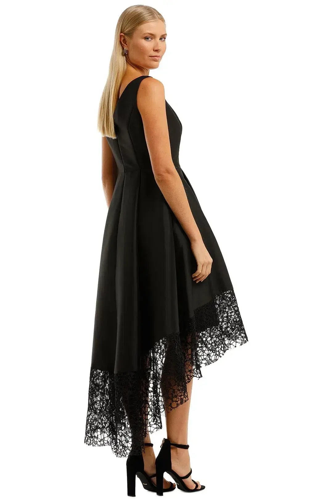 Anthea Crawford Satin Hi Lo Midi Dress in Black Size 10 photo 3