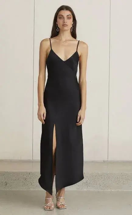 Bec & Bridge Gabrielle V Midi Dress Black Size AU 12 photo 3