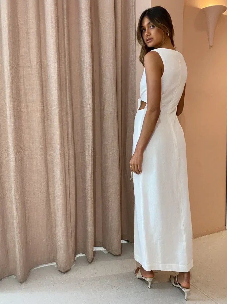 Sir The Label Clemence V Neck Dress Ivory Size 2/AU 10 photo 4