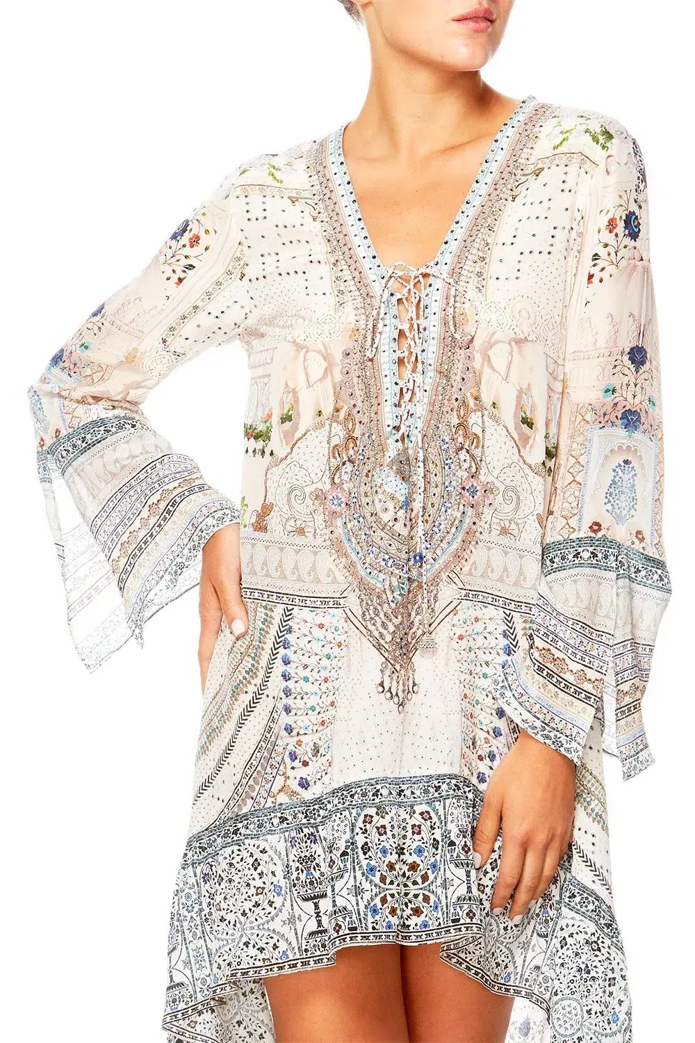 Camilla Breakfast With Silvia Short Dress with High Low Hem Print Size XS photo 2