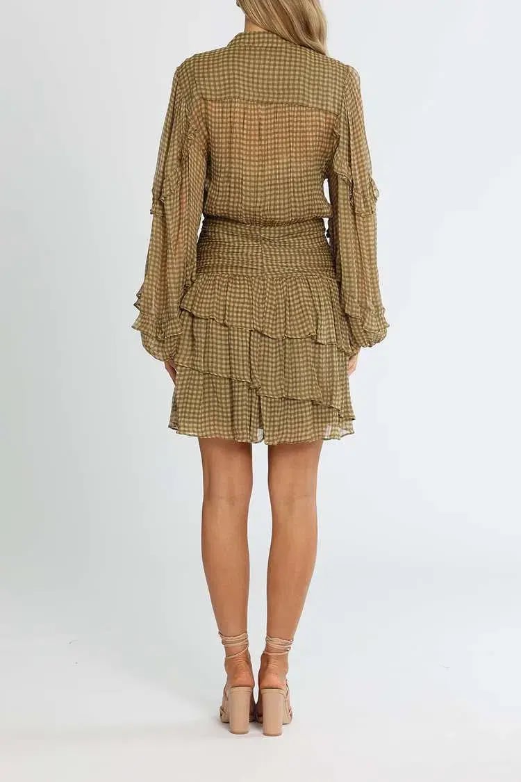 Shona Joy Eleonora Ruched Frill Mini Dress Print Size 8 photo 3