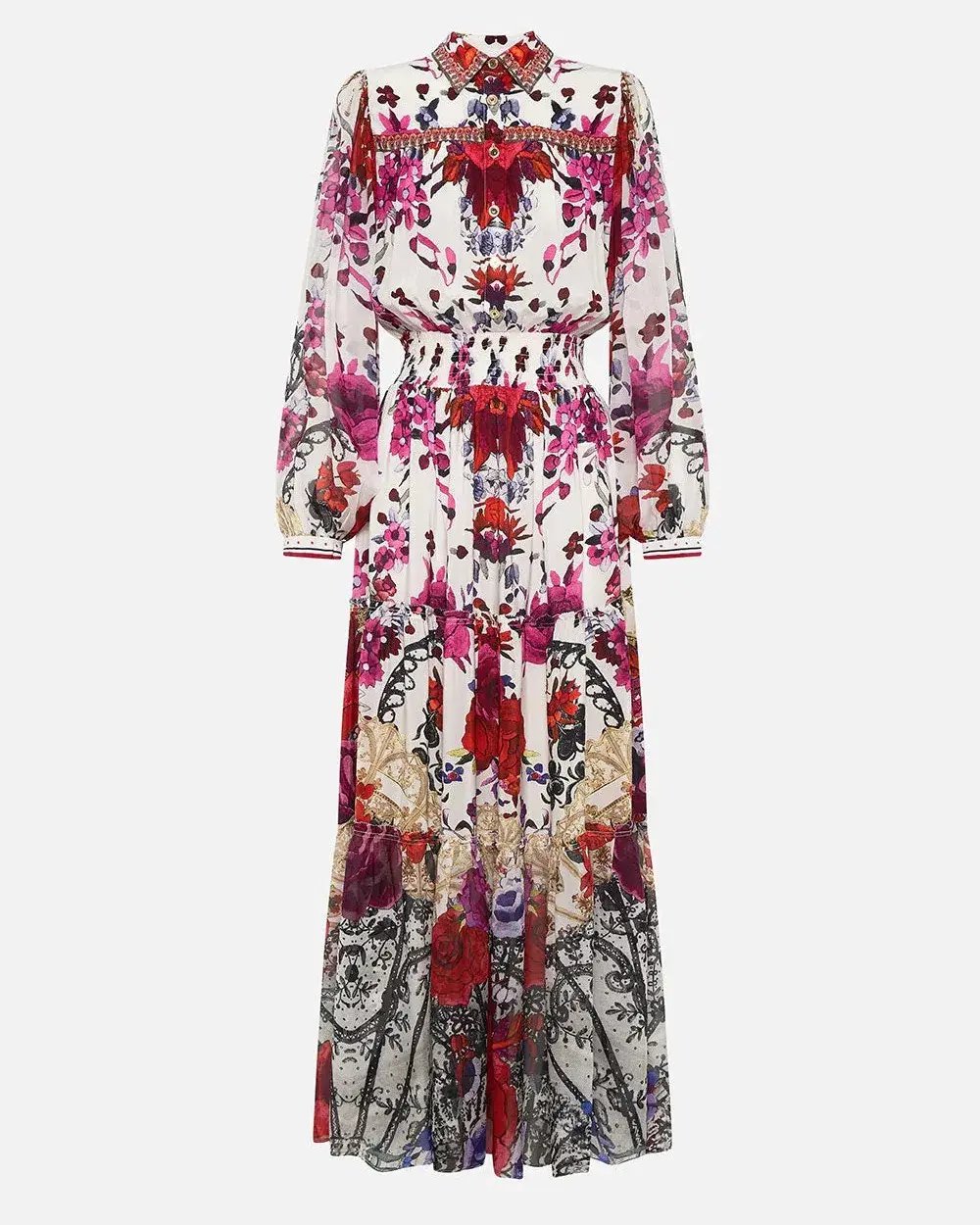 Camilla Button Through Tiered Maxi Dress Reign of Roses Print Size XL / AU 16 photo 7