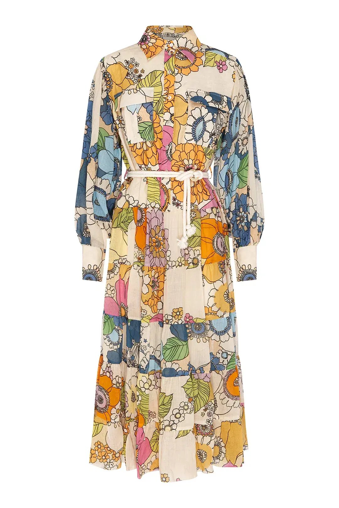 Alemais Farrah Tiered Shirt Dress Print Size 14 photo 4