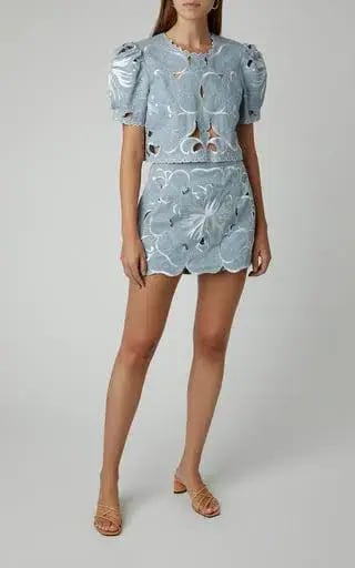 Alice McCall Dissolving Hearts Crop Top and Skort Set Blue Size 10 photo 3