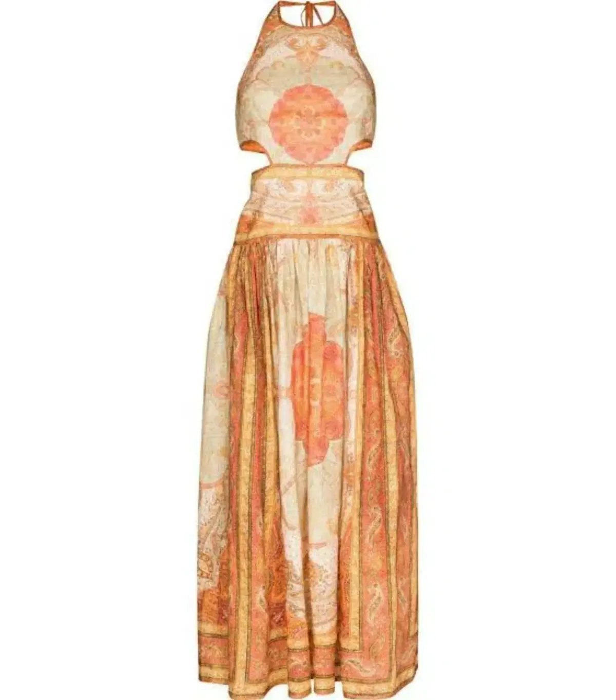 Zimmermann Anneke Cut Out Midi Dress Orange Paisley Print Size 1 / AU 10 photo 3