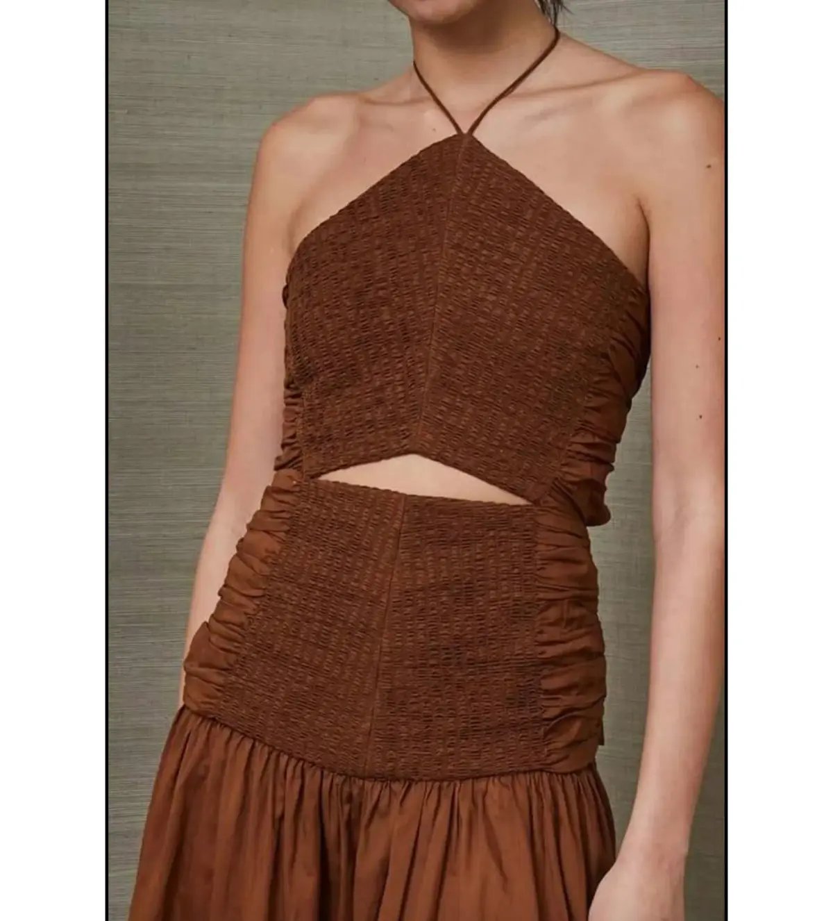 Bec & Bridge Carrie Halter Midi Dress Brown Size AU 10 photo 2