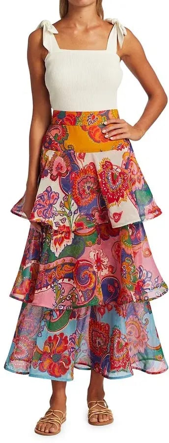 Zimmermann Lovestruck Tiered Flounce Skirt Floral Size 8/1 photo 2