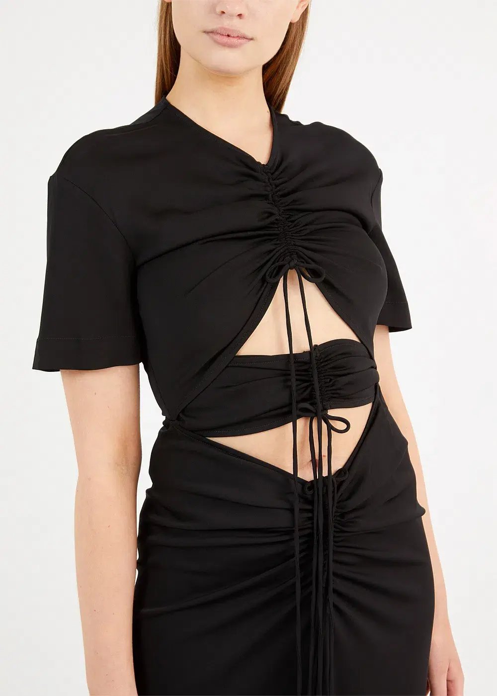 Christopher Esber Ruched Multi Panel Tee Dress Black Size 6 photo 3