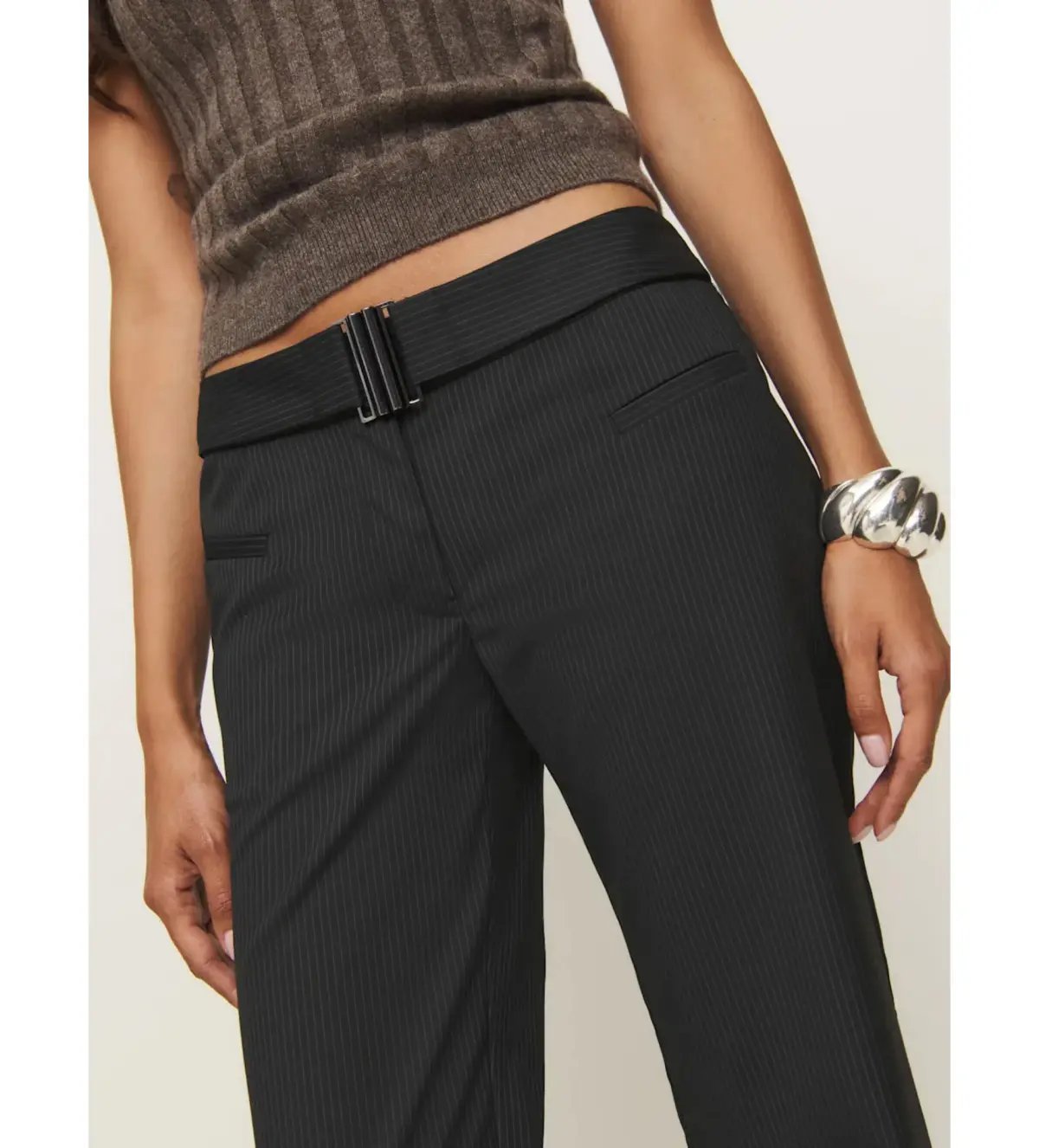 Reformation Cherie Low Waisted Pant Black Stripe Size AU 8 photo 2
