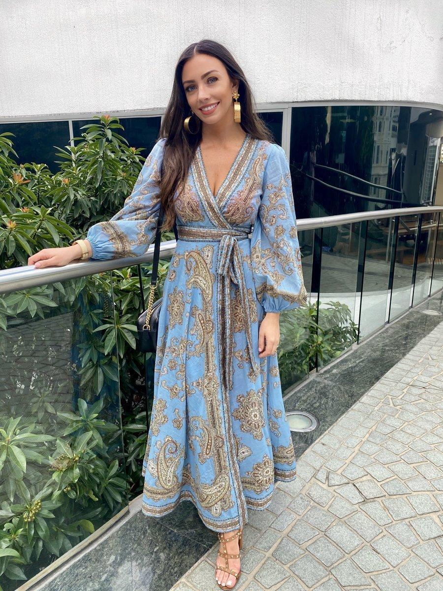 Zimmermann Fiesta Wrap Long Dress Aqua Paisley Size 0 / AU 8 photo 2