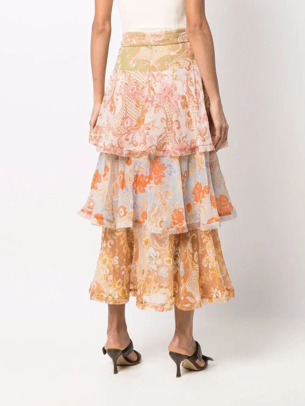 Zimmermann Postcard Flounce Midi Skirt Multi Size 0P/Au 6 photo 2