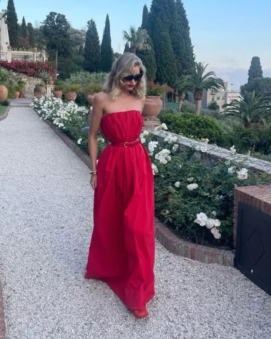 Helsa Studio Crinkle Pleated Gown Very Red Size 8 photo 4