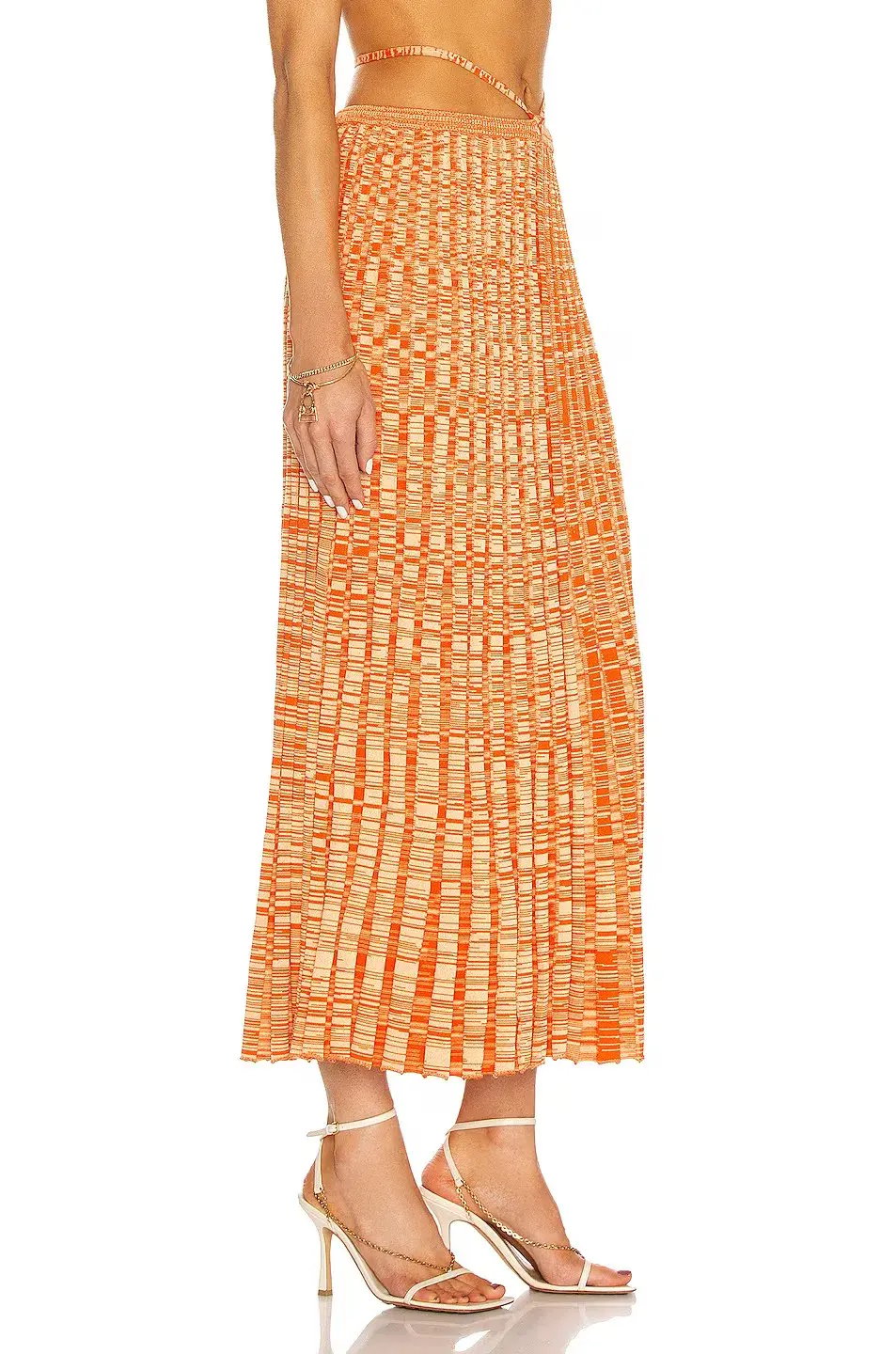 Christopher Esber Pleated Knit Tie Skirt Orange Size 8 photo 2