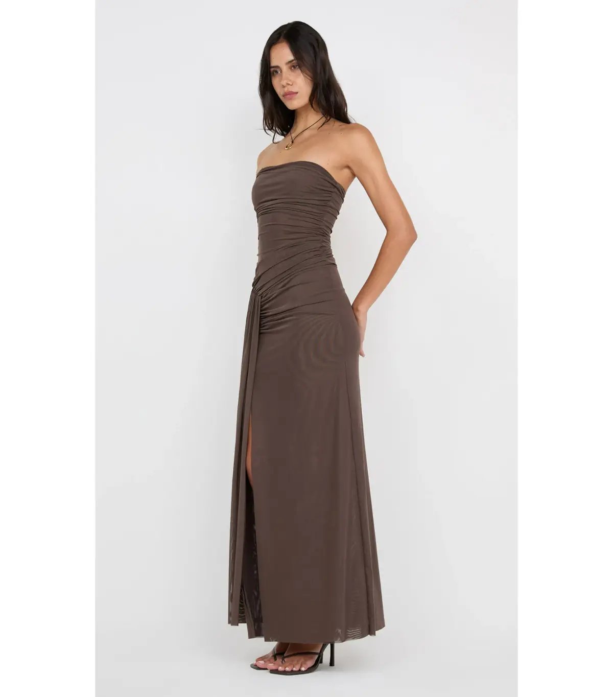Bec & Bridge Ida Strapless Maxi Gown in Chocolate Brown Size AU 12 photo 2
