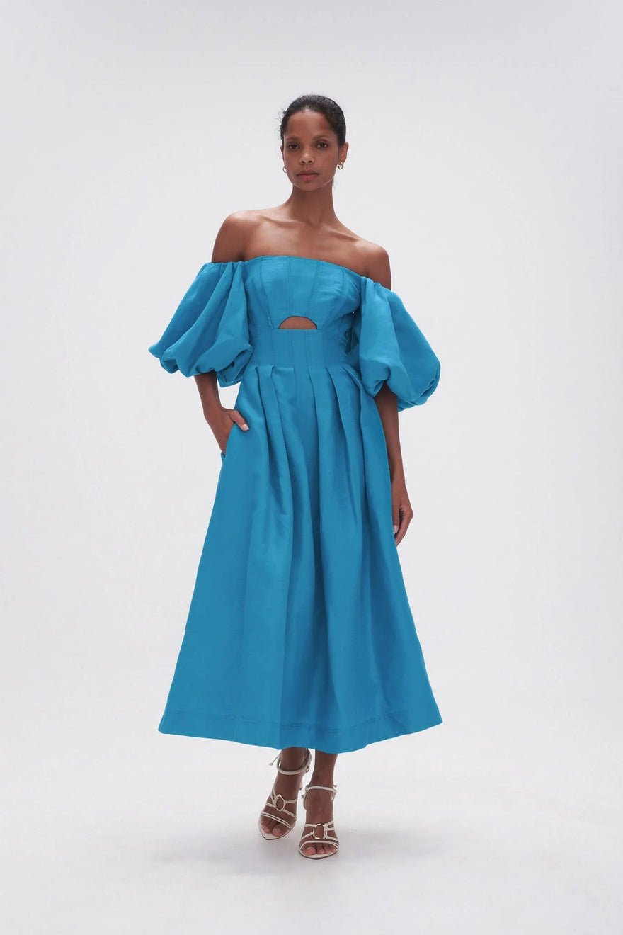 Aje Eugenie Off Shoulder Midi Dress Blue photo 3