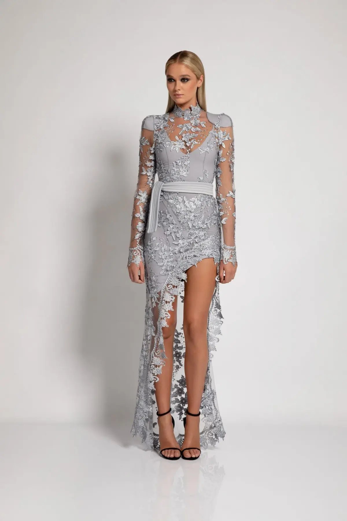 Zhivago Poison Midi Dress Grey Size 12 photo 4