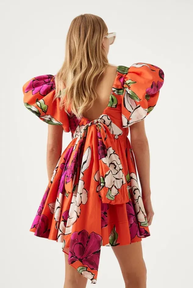 Aje Gretta Bow Back Mini Dress in Vivid Camellia Print Size 12 photo 2