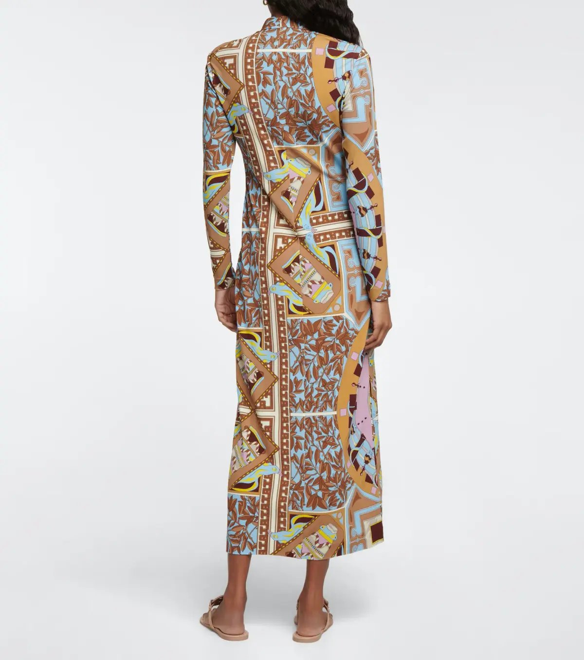 Tory Burch Mock Neck Midi Dress Print Size 4 photo 2