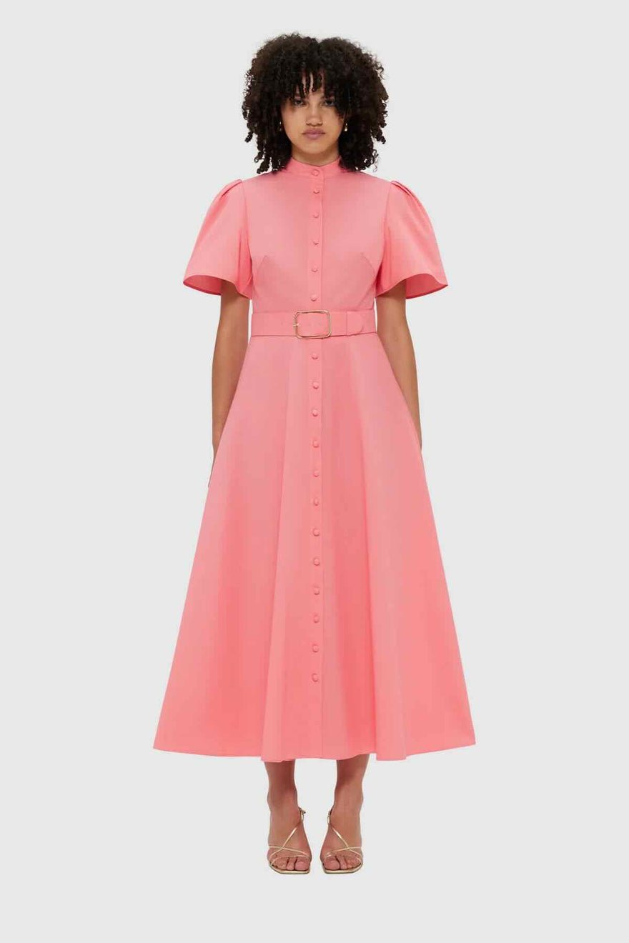Leo Lin Bianca Short Sleeve Midi Dress - Strawberry Pink photo 4
