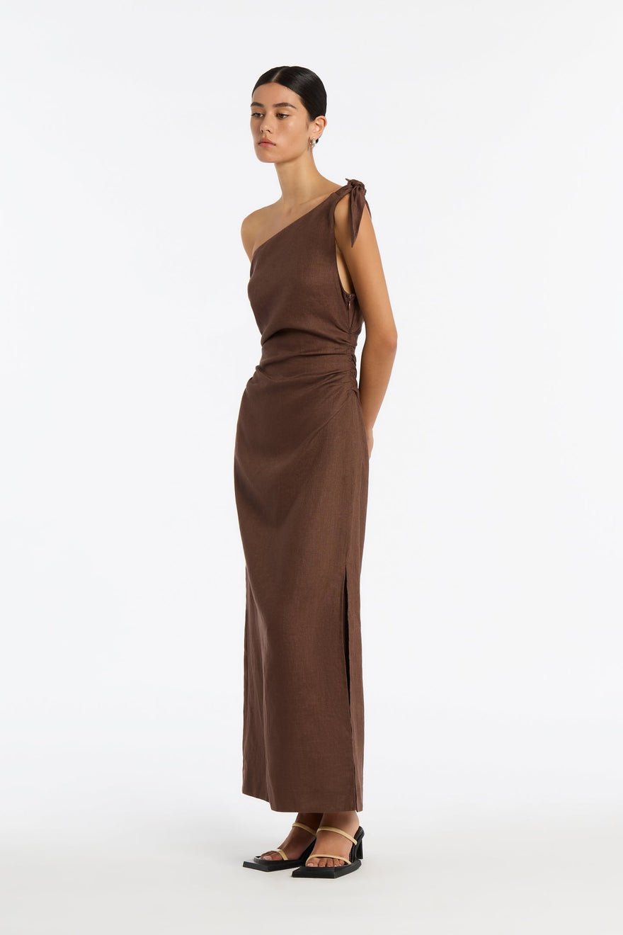 Sir The Label Bettina Off Shoulder Dress Chocolate photo 2