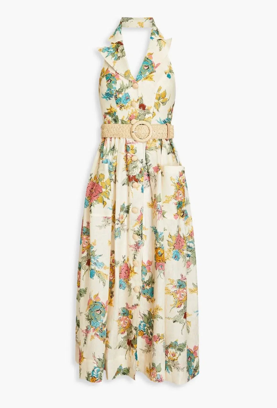 Zimmermann Clover Linen Halterneck Midi Dress Floral Size 3 / AU 14 photo 4