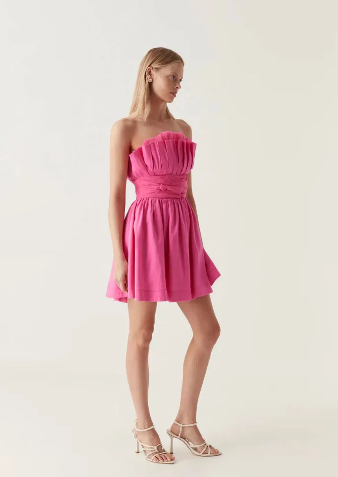 Aje Whisper Layered Mini Dress Brilliant Pink Size 10 photo 2