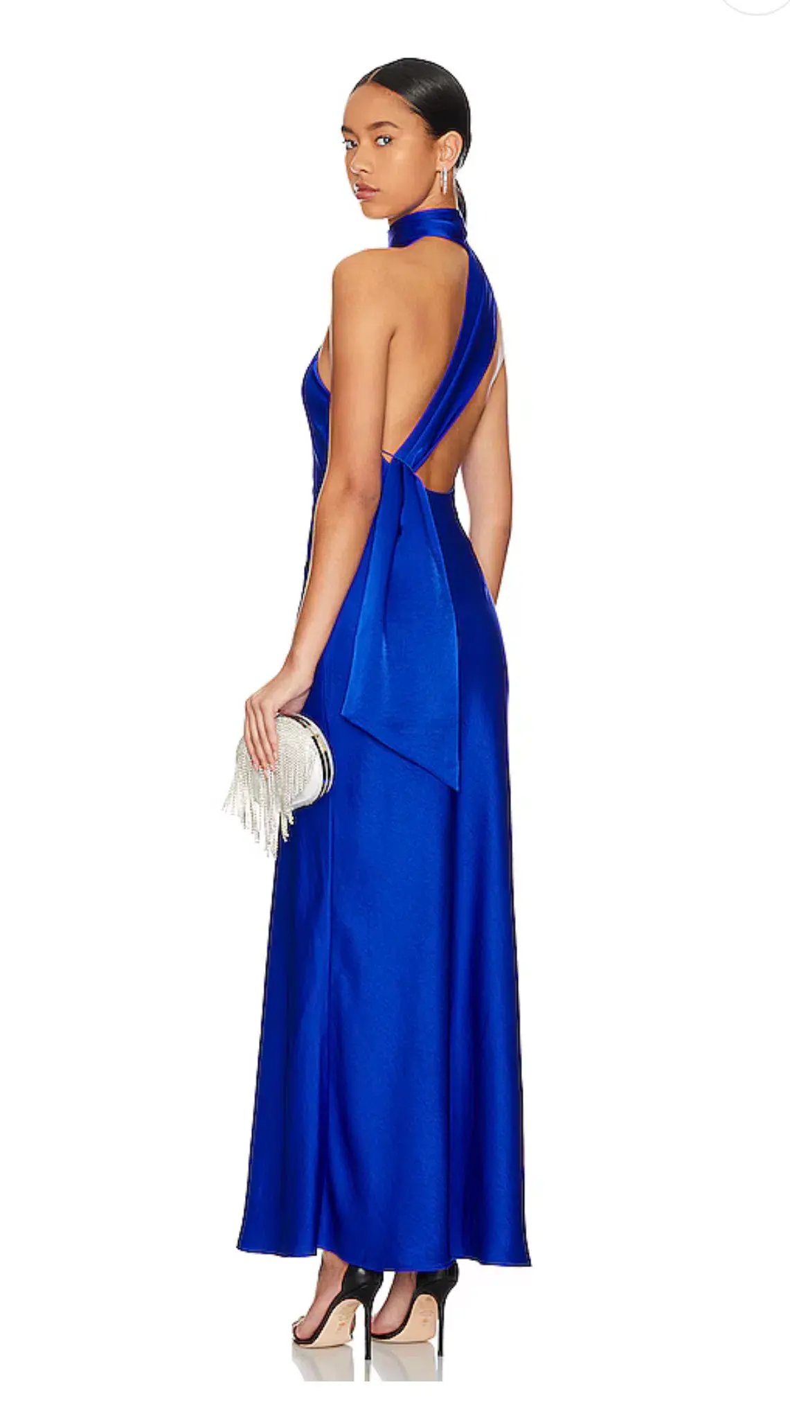 Misha Alastair Satin Gown Maxi Blue Size 8 photo 2