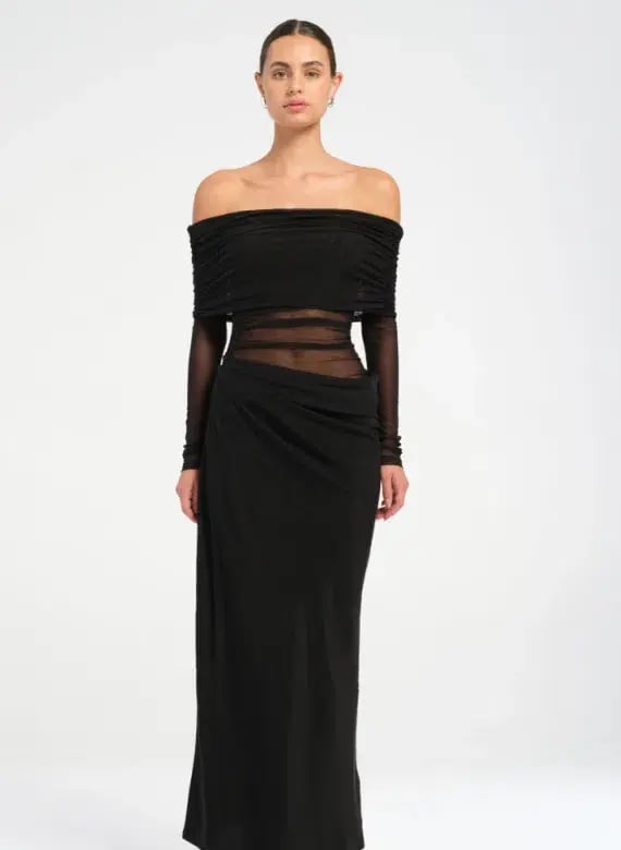 Benni Yasmin Off-shoulder Maxi Dress  Black Size 10 photo 2