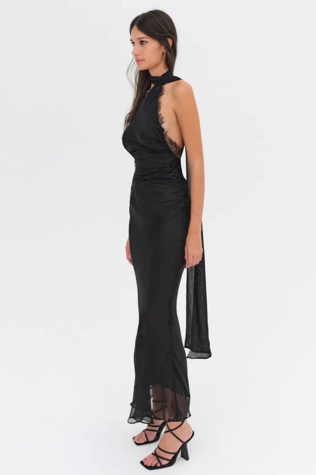 FOR LOVE & LEMONS ANGELA CHIFFON MAXI DRESS - BLACK photo 4