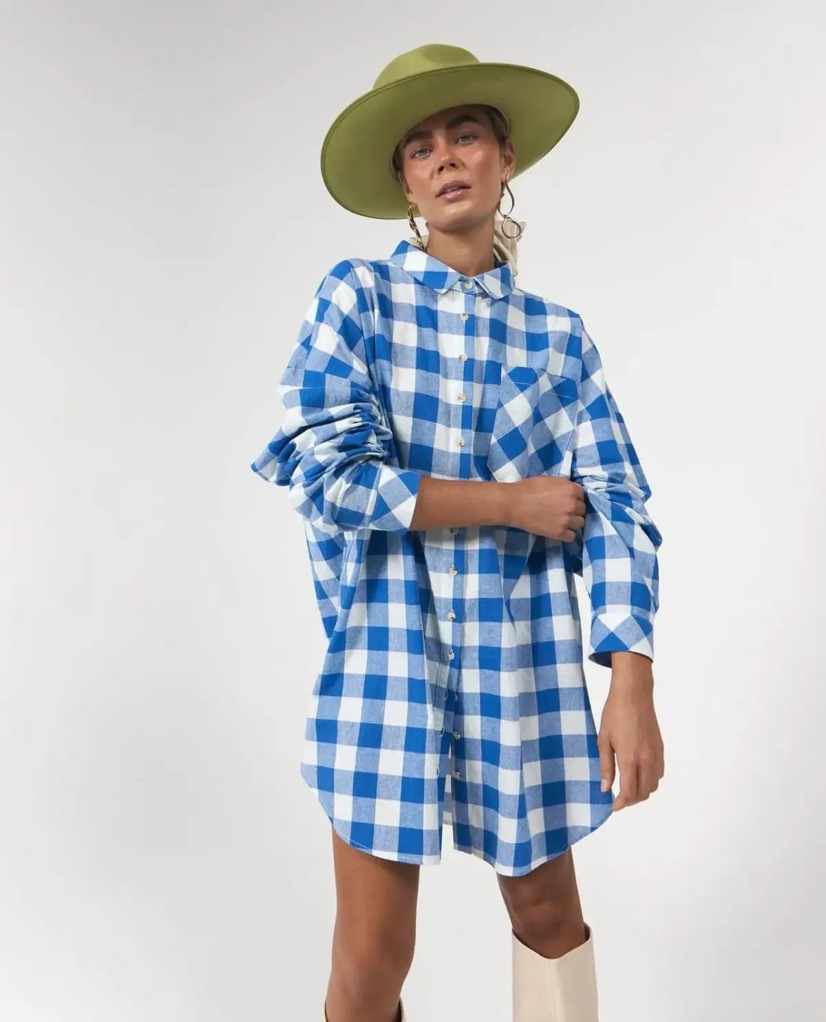 La Bohème Girls Clyde Oversized Shirtdress Blue One Size photo 2