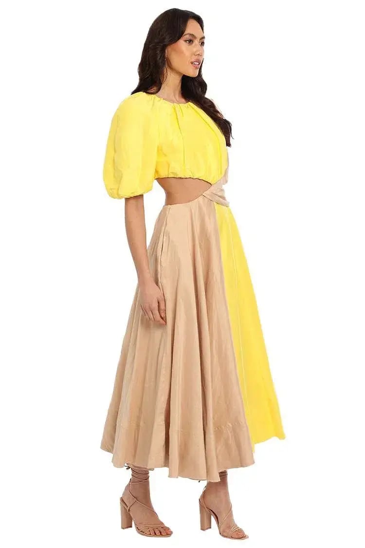 AJE	Caliente Midi Dress Yellow Size 6 photo 2