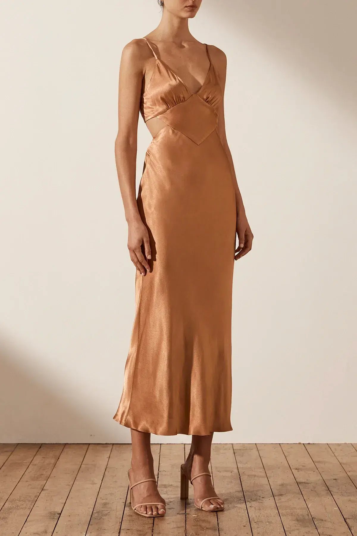 Shona Joy La Lune Backless Midi Dress Copper Size 8 photo 2