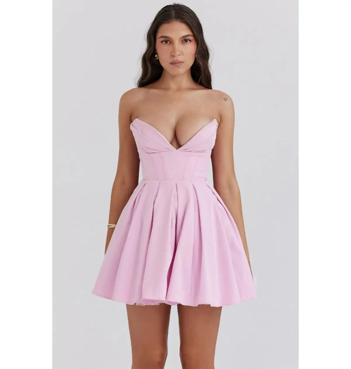 House of CB Mar Twill Strapless Mini Dress Cotton Candy Size AU 6 photo 4