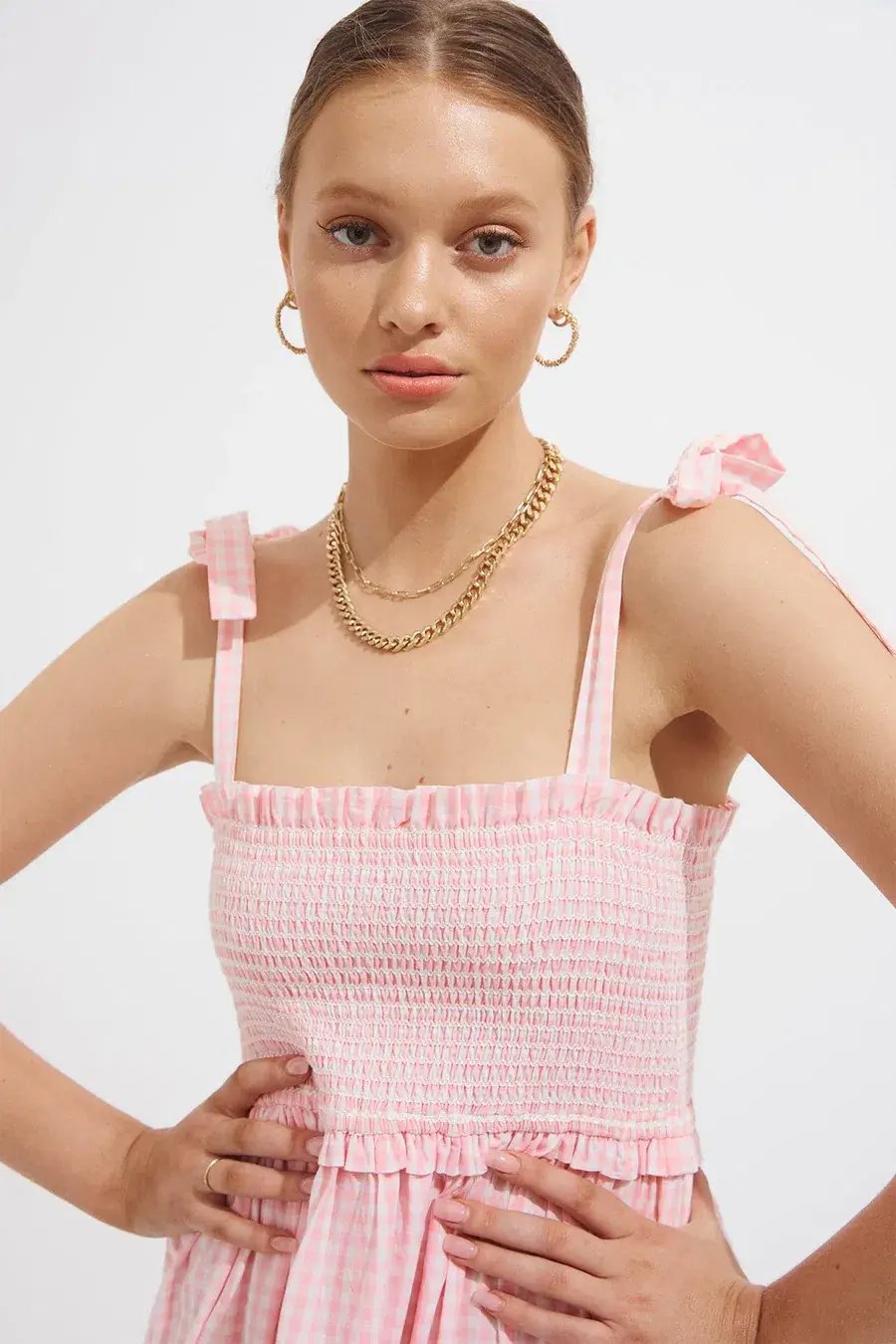 Steele Lyla Dress in Blush Check Print Size M photo 6