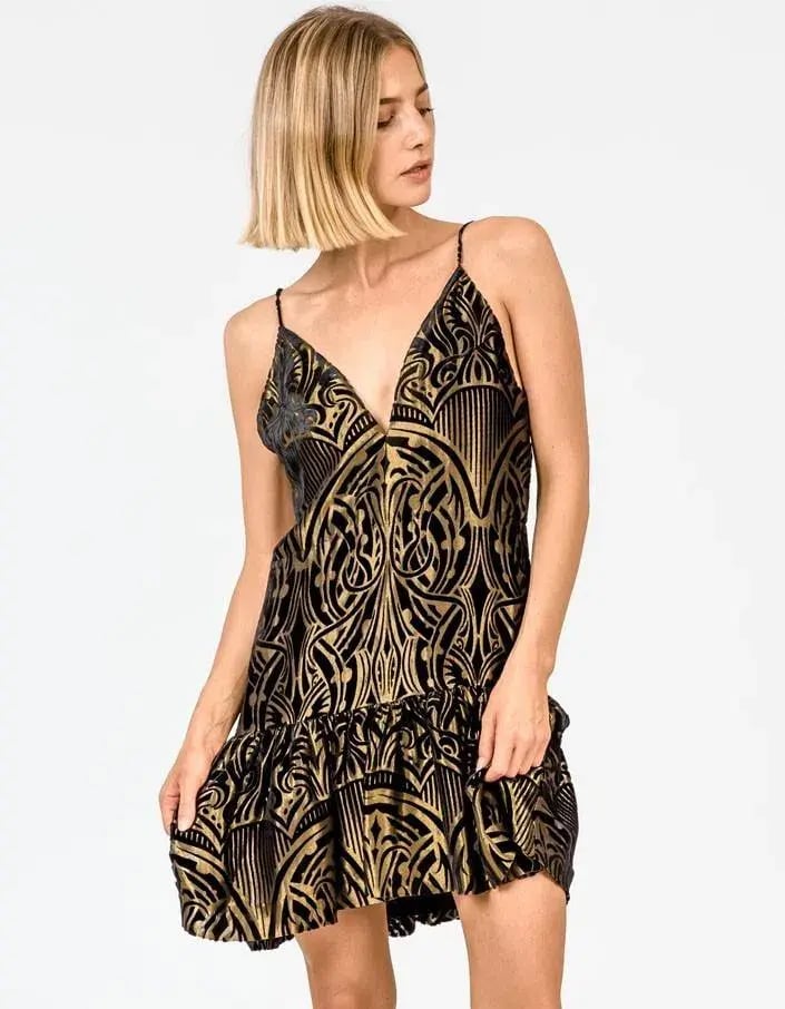 Sass & Bide First Love Textured Mini Dress Black/Gold Size 6 photo 2