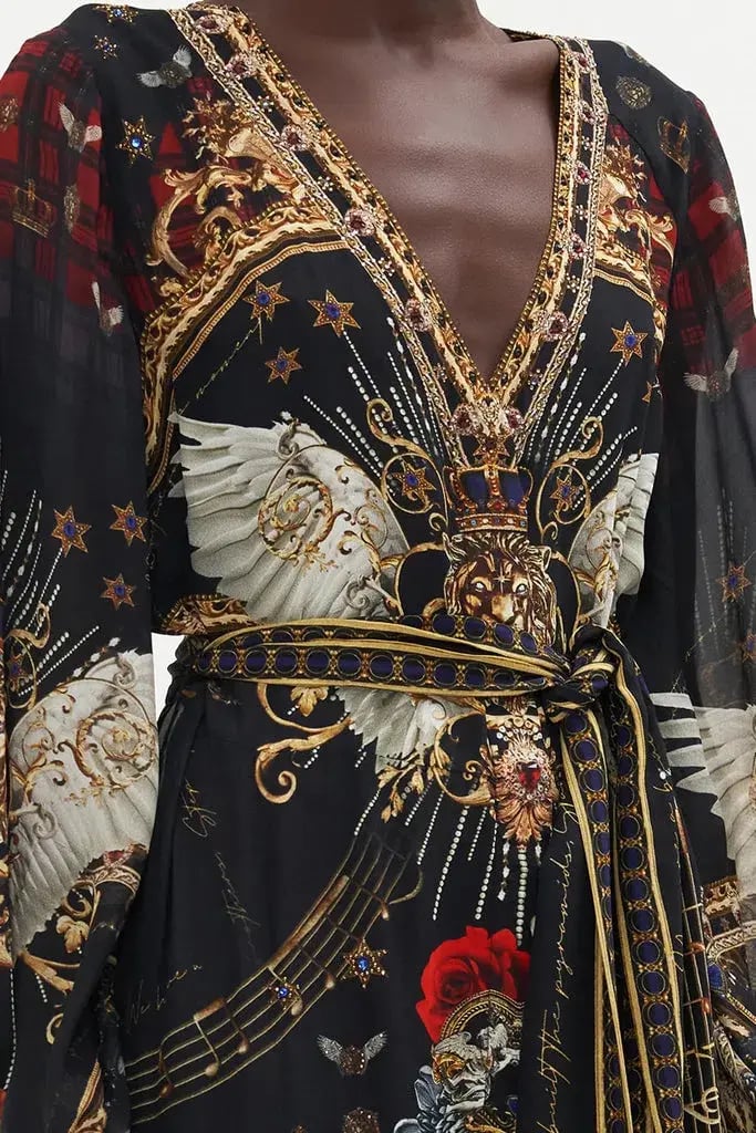 Camilla Robbie Williams 'Do I Entertain You" V Neck Belted Dress Print Size 14 photo 2