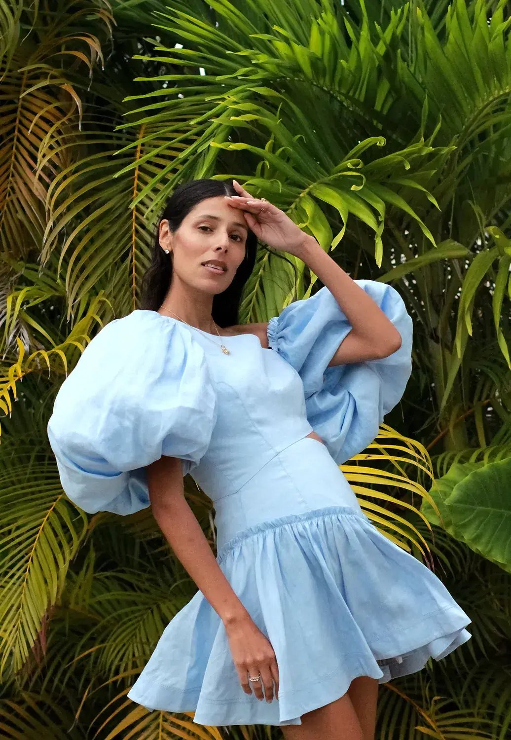 Aje Chateau Cut Out Mini Dress Sky Blue Size 6 photo 3