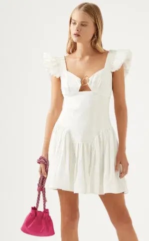 Aje Simone Frill Sleeve Mini Dress Ivory Size 6 / XS photo 4
