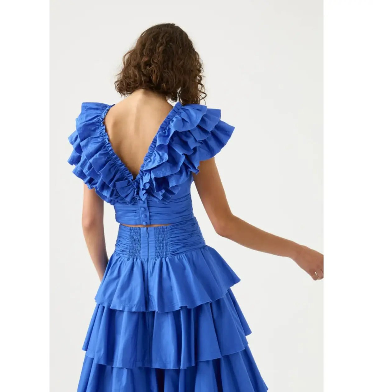 Aje Rhythmic Frill Bodice Size AU 8 & Eleni Tiered Maxi Skirt Size AU 10 Set Blue photo 2
